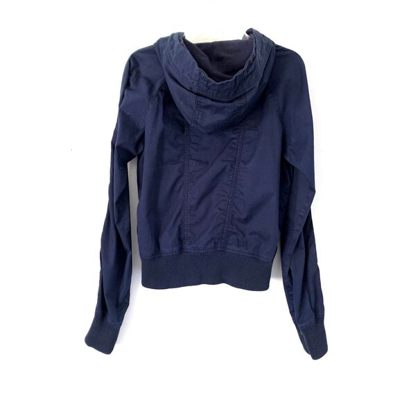 American Eagle Outfitters Size S Navy Hooded Button-Up Utility Jacket Y2K - Picture 2 of 7